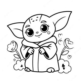 Baby Yoda Valentine Coloring Pages