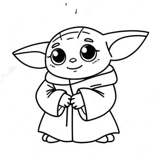 Cute Baby Yoda With Hearts Coloring Page 62779-51982