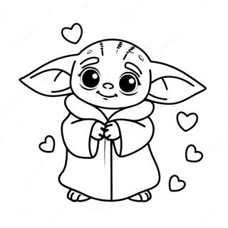 Cute Baby Yoda With Hearts Coloring Page 62779-51983