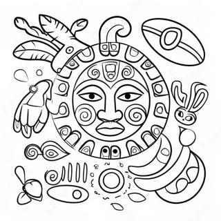 Colorful Taino Symbols Coloring Page 62789-51990