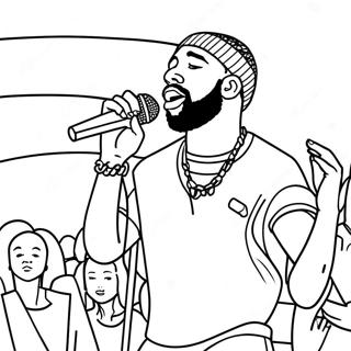 Brent Faiyaz Singing On Stage Coloring Page 62849-52045