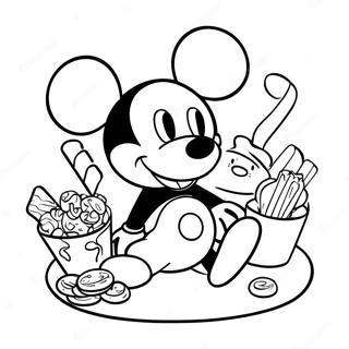 Mickey Mouse With Delicious Snacks Coloring Page 62939-52109