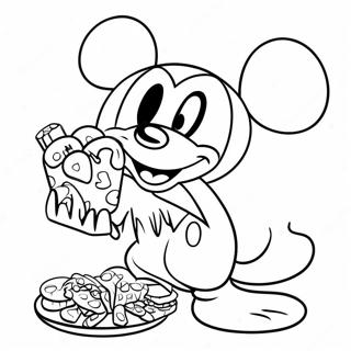 Mickey Mouse With Delicious Snacks Coloring Page 62939-52112