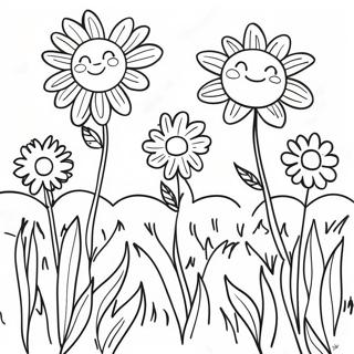 Sunny Flower Field Coloring Page 62949-52121