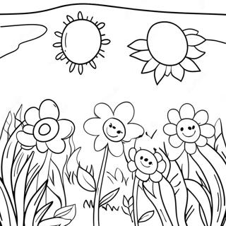 Sunny Flower Field Coloring Page 62949-52124