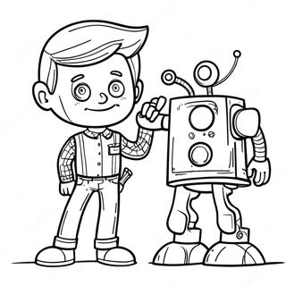 Ron With His Robot Coloring Page 62979-52145