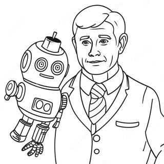 Ron With His Robot Coloring Page 62979-52146