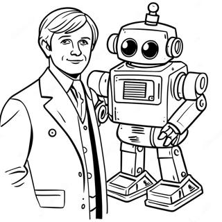 Ron With His Robot Coloring Page 62979-52147