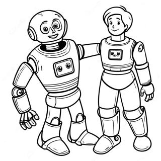 Ron With His Robot Coloring Page 62979-52148