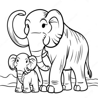 Mammoth Family In The Ice Coloring Page 6305-5037