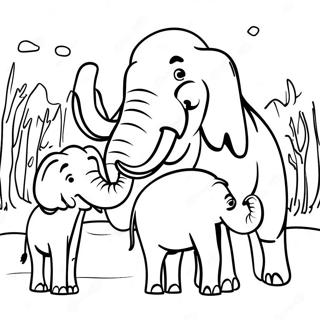 Mammoth Family In The Ice Coloring Page 6305-5038