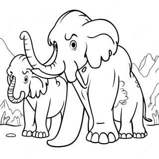 Mammoth Family In The Ice Coloring Page 6305-5040