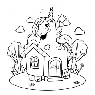 Unicorn House Coloring Page 63109-52238