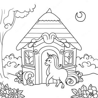 Magical Unicorn Cottage Coloring Page 63110-52251