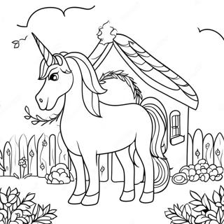 Magical Unicorn Cottage Coloring Page 63110-52252