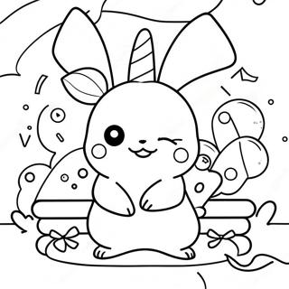 Pikachu Birthday Party Coloring Page 63130-52260