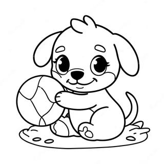 Baby Puppy Playing With A Ball Coloring Page 63199-52334