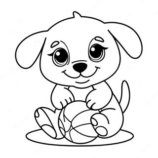 Baby Puppy Playing With A Ball Coloring Page 63199-52335