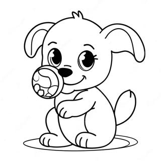 Baby Puppy Playing With A Ball Coloring Page 63199-52336