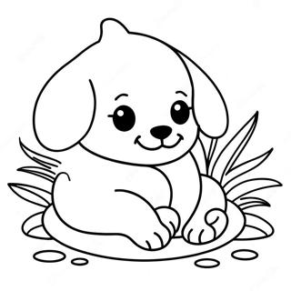 Cute Baby Puppy Sleeping Coloring Page 63200-52307