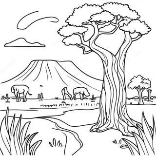 Majestic African Landscape Coloring Page 63240-52346