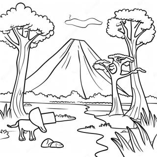 Majestic African Landscape Coloring Page 63240-52347