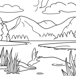 Lake Scenery Coloring Page 63279-52372