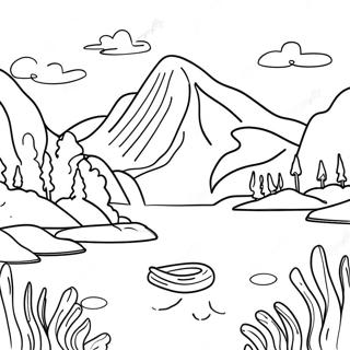 Tranquil Lake With Mountains Coloring Page 63280-52373