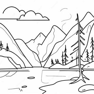 Tranquil Lake With Mountains Coloring Page 63280-52374