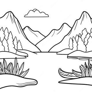 Tranquil Lake With Mountains Coloring Page 63280-52375