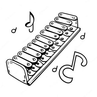 Colorful Xylophone With Musical Notes Coloring Page 63290-52382