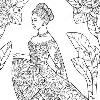 Elegant Grown Up Nala In A Floral Dress Coloring Page 63300-52389