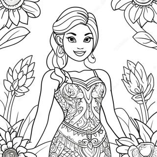 Elegant Grown Up Nala In A Floral Dress Coloring Page 63300-52390