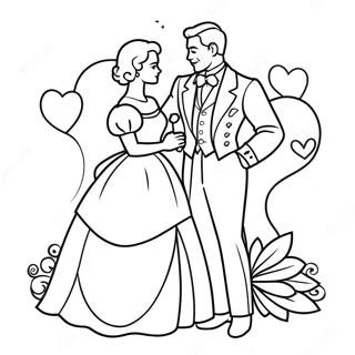 Charming Vintage Valentine Couple Coloring Page 63310-52405