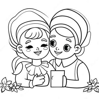 Charming Vintage Valentine Couple Coloring Page 63310-52407