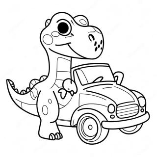 Dinosaur Car Coloring Pages