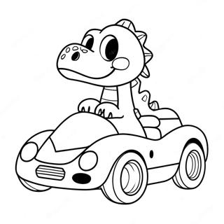 Cute Dinosaur Driving A Sports Car Coloring Page 63320-52402