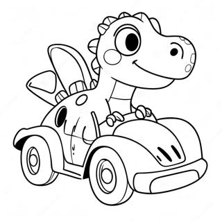 Cute Dinosaur Driving A Sports Car Coloring Page 63320-52403