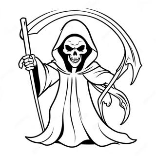 Scary Grim Reaper With Scythe Coloring Page 6335-5061