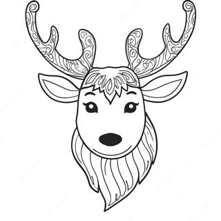 Festive Reindeer Head Coloring Page 63400-52469