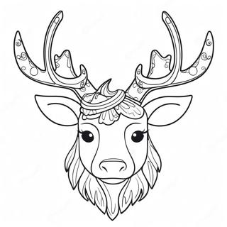 Festive Reindeer Head Coloring Page 63400-52470