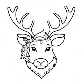 Festive Reindeer Head Coloring Page 63400-52471