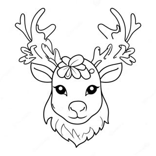 Festive Reindeer Head Coloring Page 63400-52472