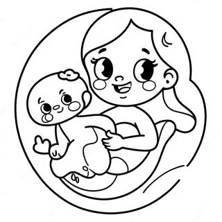 Cute Breastfeeding Cartoon Characters Coloring Page 63420-52479