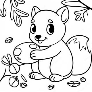 Cute Fall Squirrel Gathering Acorns Coloring Page 63430-52487