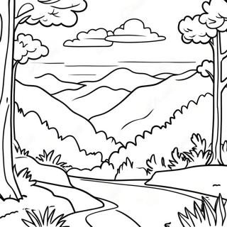 Great Smoky Mountains Scenic View Coloring Page 63529-52564