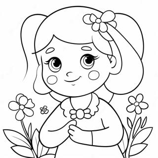 Cute Mina With Flowers Coloring Page 63540-52584