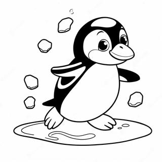 Cute Penguin Sliding On Ice Coloring Page 63580-52605