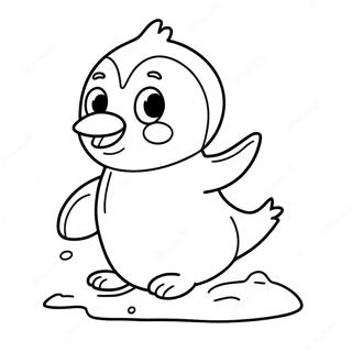 Cute Penguin Sliding On Ice Coloring Page 63580-52607