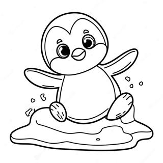 Cute Penguin Sliding On Ice Coloring Page 63580-52608